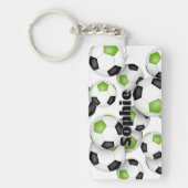 アスリート名の明るい緑のサッカーボールのクラスタ キーホルダー (正面)