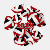 アスリート名の赤い黒のバレーボール記念ボール メタルオーナメント (裏面)