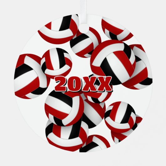 アスリート名の赤い黒のバレーボール記念ボール メタルオーナメント