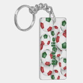 アスリート名の輪が赤い緑のサッカーボール キーホルダー (正面左)