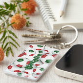 アスリート名の輪が赤い緑のサッカーボール キーホルダー (正面右)