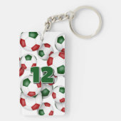 アスリート名の輪が赤い緑のサッカーボール キーホルダー (裏面)