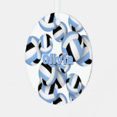 アスリート名リトルブルーバレーボールキープサケ メタルオーナメント (正面左)