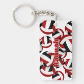 アスリート名レッドブラックチームカラーバレーボール キーホルダー (正面)