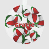 アスリート名（赤い緑のバスケットボール） オーナメント (正面)