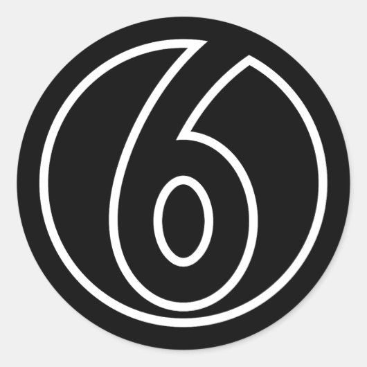 アスリート数6円図形 ラウンドシール (正面)