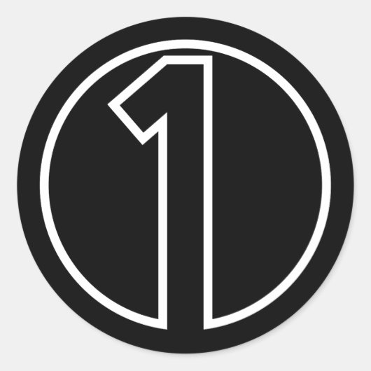 アスリート番号1の円図形 ラウンドシール (正面)