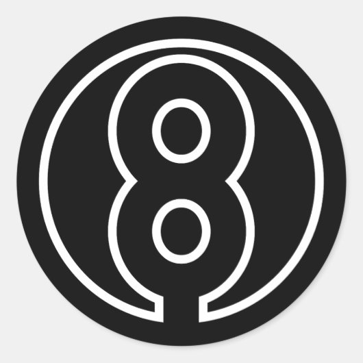 アスリート番号8円図形 ラウンドシール (正面)