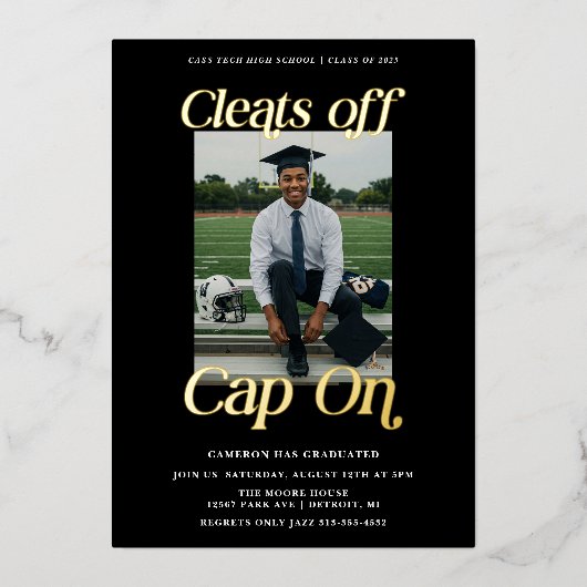 アスリート目盛り止めキャップのオン 箔招待状 (正面)