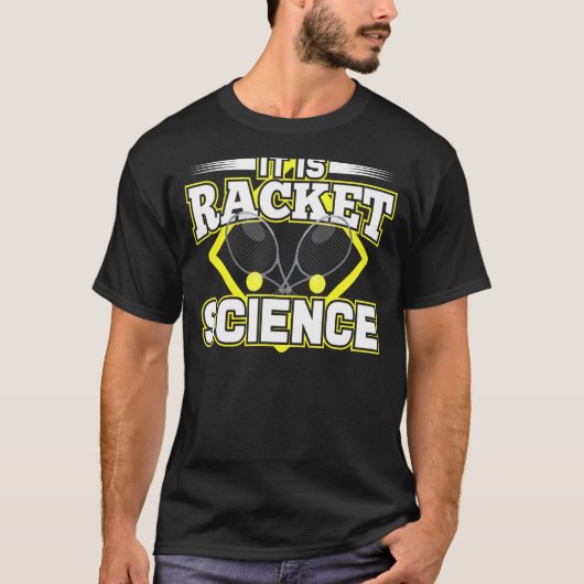 アスリート科学者C用ラケットサイエンスユーモア引用文 Tシャツ (正面)