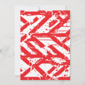 アスリート赤と白卒業クリートオフのキャップのオン 招待状 (裏面)