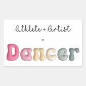 アスリート+ Artist = Dancer, gifT おもしろい for Dancer 長方形シール (正面)