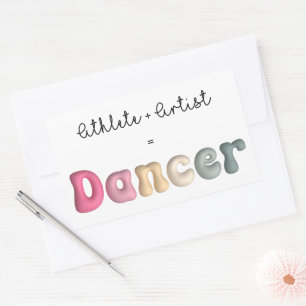 アスリート+ Artist = Dancer, gifT おもしろい for Dancer 長方形シール