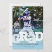 アスリートGRADスポーティライトブルー写真卒業 招待状 (正面)
