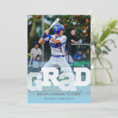 アスリートGRADスポーティライトブルー写真卒業 招待状 (スタンド正面)