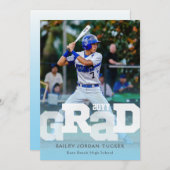 アスリートGRADスポーティライトブルー写真卒業 招待状 (正面/裏面)