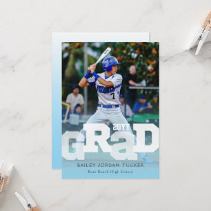 アスリートGRADスポーティライトブルー写真卒業 招待状