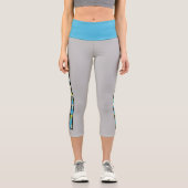 アスレチックフローラストライプヨガパンツ カプリレギンス (正面)