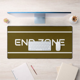 アスレチックブラウンにホワイトの細いストライプとEND ZONEの文字 デスクマット