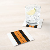 アスレチック白黒ブライトオレンジレーシングストライプズ スクエアペーパーコースター (インサイチュ)
