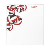 アスレチック赤黒チームカラーバレーボールアクセント ノートパッド (正面)