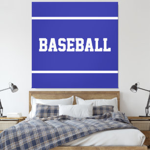 アスレチック サマー ブルー ホワイト BASEBALL テキスト ストライプ キャンバスプリント