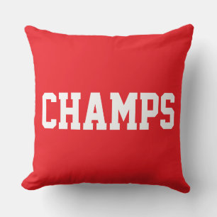 アスレチック スポーティー CHAMPS 白い文字の明るい赤 クッション
