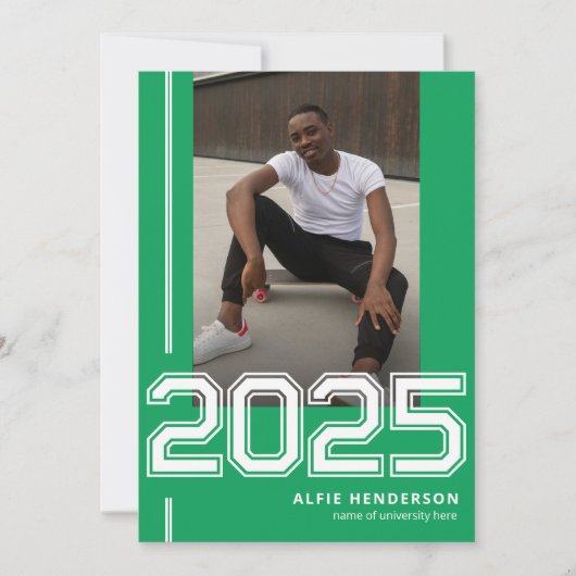 アスレチック フォト 卒業パーティー グリーン 招待状 (正面)