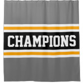 アスレティックチャンピオンズグレーブラックレーシングストライプズ シャワーカーテン (正面)