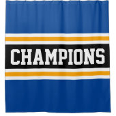 アスレティックチャンピオンズブルーブラックレーシングストライプズ シャワーカーテン (正面)