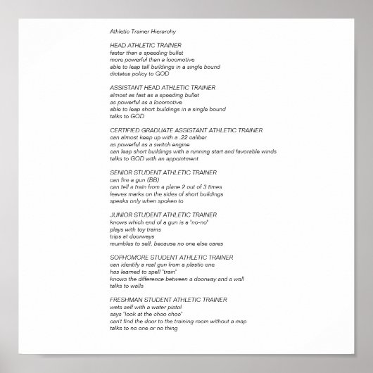 アスレティックトレーナー階層 ポスター (正面)