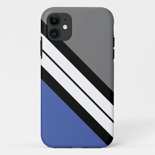 アスレティックブルーグレー白の対角線レーシングストライプ Case-Mate iPhoneケース (裏面)