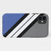 アスレティックブルーグレー白の対角線レーシングストライプ Case-Mate iPhoneケース (裏面(横))