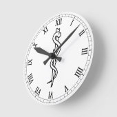 アスレピウスのロッド ラウンド壁時計 (傾斜)