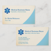 アスレピウスの医療シンボルスタッフ – Cream Blue 名刺 (正面/裏面)