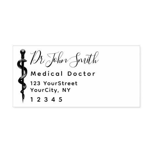 アスレピウスモダンスクリプトメディカル差出人住所セル セルフインキングスタンプ (デザイン)