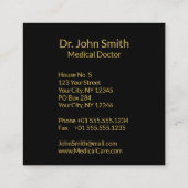 アスレピウス医療のブラックロッドの上品な金ゴールド スクエア名刺 (裏面)