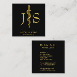 アスレピウス医療のブラックロッドの上品な金ゴールド スクエア名刺