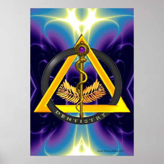 アスレピウス歯科歯科記号の棒 ポスター (正面)