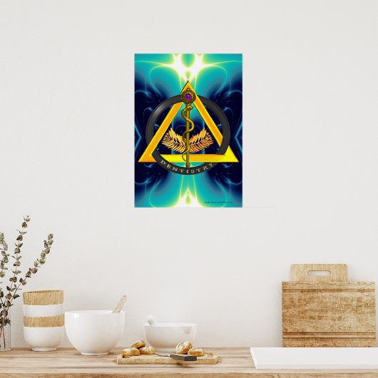 アスレピウス歯科歯科記号の棒 ポスター (キッチン)