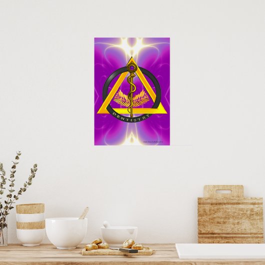 アスレピウス歯科歯科記号の棒 ポスター (キッチン)