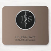 アスレピウス銀の上品な高貴な医療棒 マウスパッド (正面)