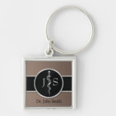 アスレピウス高貴な上品な医療用シルバーのロッド キーホルダー (正面)