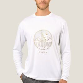 アスワンの帆船 ミニマリスト ラインアート - ゴールデンナイル トライブレンドTシャツ