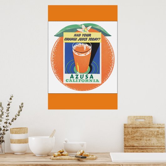 アズサ・カリフォルニアヴィンテージ旅行ポスター ポスター (キッチン)