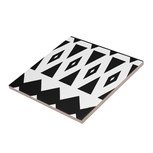アズテック人-クラシックな白黒タイル#2 タイル (側面)