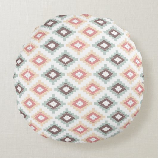 アズテック派のスタイルの幾何学的なパターン ラウンドクッション (正面)