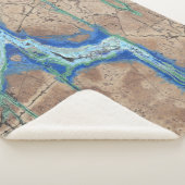 アズライトストーンベージュアンドターコイズ シェルパブランケット (3/4)