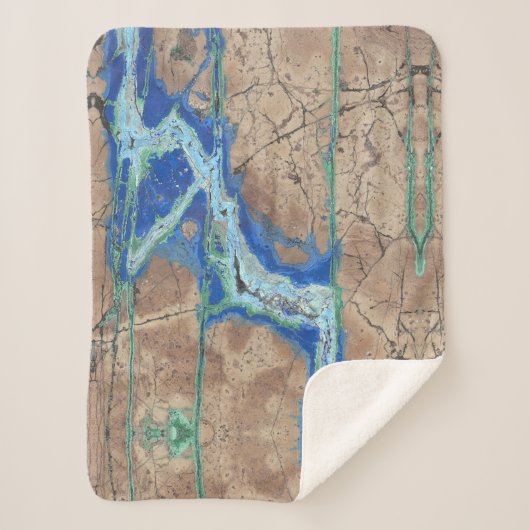 アズライトストーンベージュアンドターコイズ シェルパブランケット (正面)
