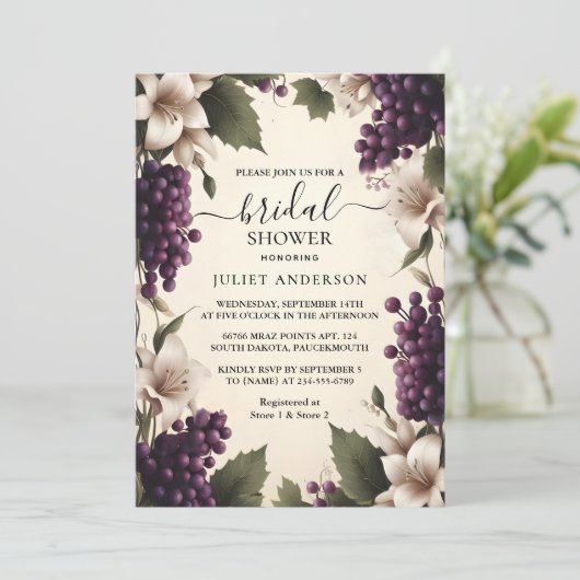 アズルーラルファームウッドシードアイビーヴィンヤードブライダルシャワー 招待状 (スタンド正面)